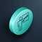 Isometric line Leader of a team of executives icon isolated on black background. Turquoise circle button. Vector