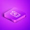 Isometric line Music player icon isolated on purple background. Portable music device. Purple square button. Vector