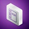 Isometric line Office folders with papers and documents icon isolated on purple background. Office binders. Archives