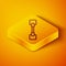 Isometric line Paddle icon isolated on orange background. Paddle boat oars. Yellow square button. Vector Illustration