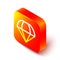 Isometric line Parachute icon isolated on white background. Orange square button. Vector Illustration