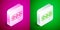 Isometric line Password protection and safety access icon isolated on pink and green background. Security, safety