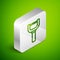 Isometric line Peeler icon isolated on green background. Knife for cleaning of vegetables. Kitchen item, appliance