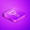 Isometric line Peeler icon isolated on purple background. Knife for cleaning of vegetables. Kitchen item, appliance