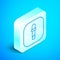 Isometric line Pipette icon isolated on blue background. Element of medical, chemistry lab equipment. Medicine symbol