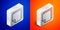 Isometric line Post note stickers icon isolated on blue and orange background. Sticky tapes with space for text or