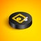 Isometric line Proof of stake icon isolated on yellow background. Cryptocurrency economy and finance collection. Black