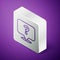 Isometric line Question mark icon isolated on purple background. FAQ sign. Copy files, chat speech bubble and chart