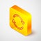 Isometric line Refresh icon isolated on grey background. Reload symbol. Rotation arrows in a circle sign. Yellow square