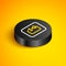 Isometric line Repeat track music player icon isolated on yellow background. The sign is a round curved arrow and the