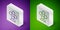Isometric line Schizophrenia icon isolated on purple and green background. Silver square button. Vector