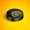 Isometric line Shit icon isolated on yellow background. Black circle button. Vector