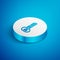 Isometric line Sitar classical music instrument icon isolated on blue background. White circle button. Vector