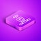 Isometric line Smart sensor system icon isolated on purple background. Internet of things concept with wireless