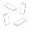 Isometric line smartphone set. 3d mobile phone with empty screen collection.