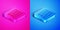 Isometric line Task list icon isolated on pink and blue background. Control list symbol. Survey poll or questionnaire