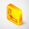 Isometric line Trap hunting icon isolated on grey background. Yellow square button. Vector