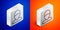 Isometric line Vandal icon isolated on blue and orange background. Silver square button. Vector