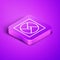 Isometric line Ventilation icon isolated on purple background. Purple square button. Vector Illustration