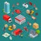 Isometric Logistics and Delivery Infographics. Delivery