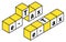 Isometric logo icon for e-Tax, building blocks