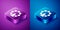 Isometric London eye icon isolated on blue and purple background. Eye london england landmark culture europe icon