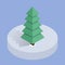 Isometric low poly christmas tree. Vector flat 3d design or infographic element.