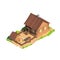 Isometric low poly house, 3D rendering