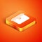 Isometric Lunch box icon isolated on orange background. Vector