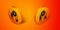 Isometric Magnet icon isolated on orange background. Horseshoe magnet, magnetism, magnetize, attraction. Orange circle