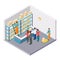 Isometric mail, delivery of parcels vector concept