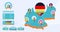 Isometric map of Germany country vector illustration. Football 2020 tournament final stage infographic and country info. Official