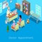 Isometric Medical Cabinet Interior Doctor Appointment with Patient