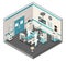 Isometric medical concept. Interior of modern Surgery Department.