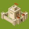 Isometric medieval castle with towers