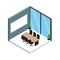 Isometric meeting room vector design.