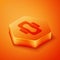 Isometric Menstruation and sanitary napkin icon isolated on orange background. Feminine hygiene product. Orange hexagon