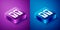 Isometric Metal mold plates for casting keys icon isolated on blue and purple background. Set for mass production and