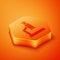 Isometric Microscope icon isolated on orange background. Chemistry, pharmaceutical instrument, microbiology magnifying