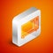 Isometric Microwave oven icon isolated on orange background. Home appliances icon. Silver square button. Vector