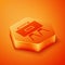 Isometric Military mine icon isolated on orange background. Claymore mine explosive device. Anti personnel mine. Army