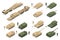 Isometric Military war set, Multiple Launch Rocket System, armored, self-propelled, multiple rocket launcher, Missile