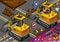 Isometric Mini Excavator in Rear View