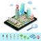 Isometric Mobile Navigation. Tourism Industry. Modern City