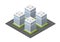 Isometric module city from urban building architecture.