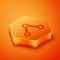 Isometric Molecule icon isolated on orange background. Structure of molecules in chemistry, science teachers innovative