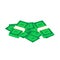 Isometric money heap. Vector illustration of stack of green banknotes