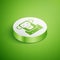 Isometric Monkey icon isolated on green background. White circle button. Vector