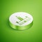 Isometric Montjuic castle icon isolated on green background. Barcelona, Spain. White circle button. Vector