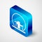 Isometric Montreal Biosphere icon isolated on grey background. Blue square button. Vector